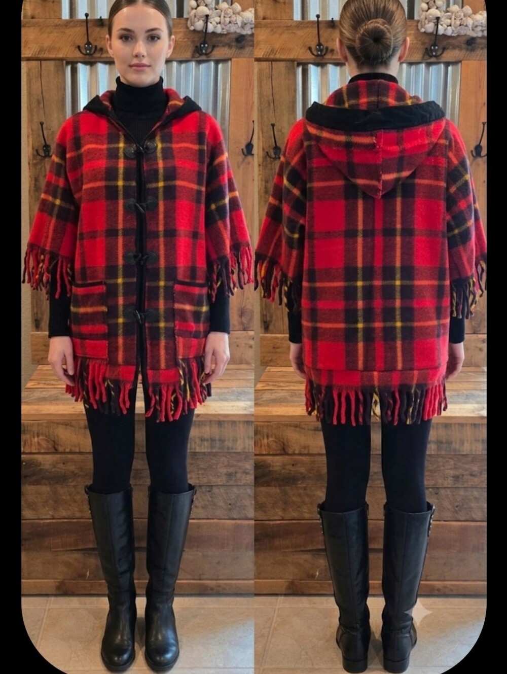 Upcycled Red Plaid Blanket Coat S-M Handmade Dont Throw It Out